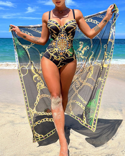Marie | One-Piece Swimsuit with Push-Up and Beach Skirt