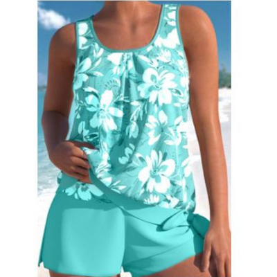 Adalina | Two-Tone Tankini Set with Floral Print for Women